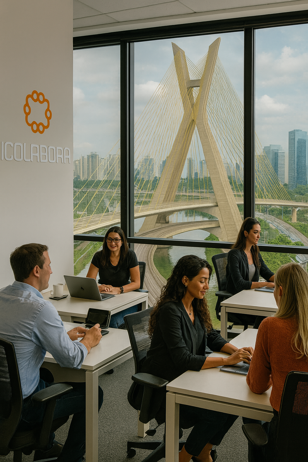 Equipe iCOLABORA em ambiente de trabalho